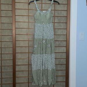Sage green maxi summer dress.